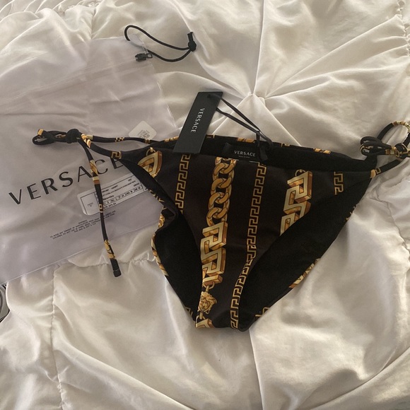 Versace chain pinstripe bikni bottoms black/gold - Picture 5 of 7